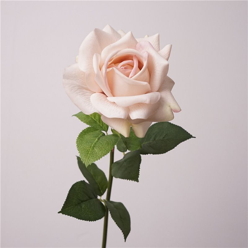 Lifelike Artificial Rose Stem with Green Foliage