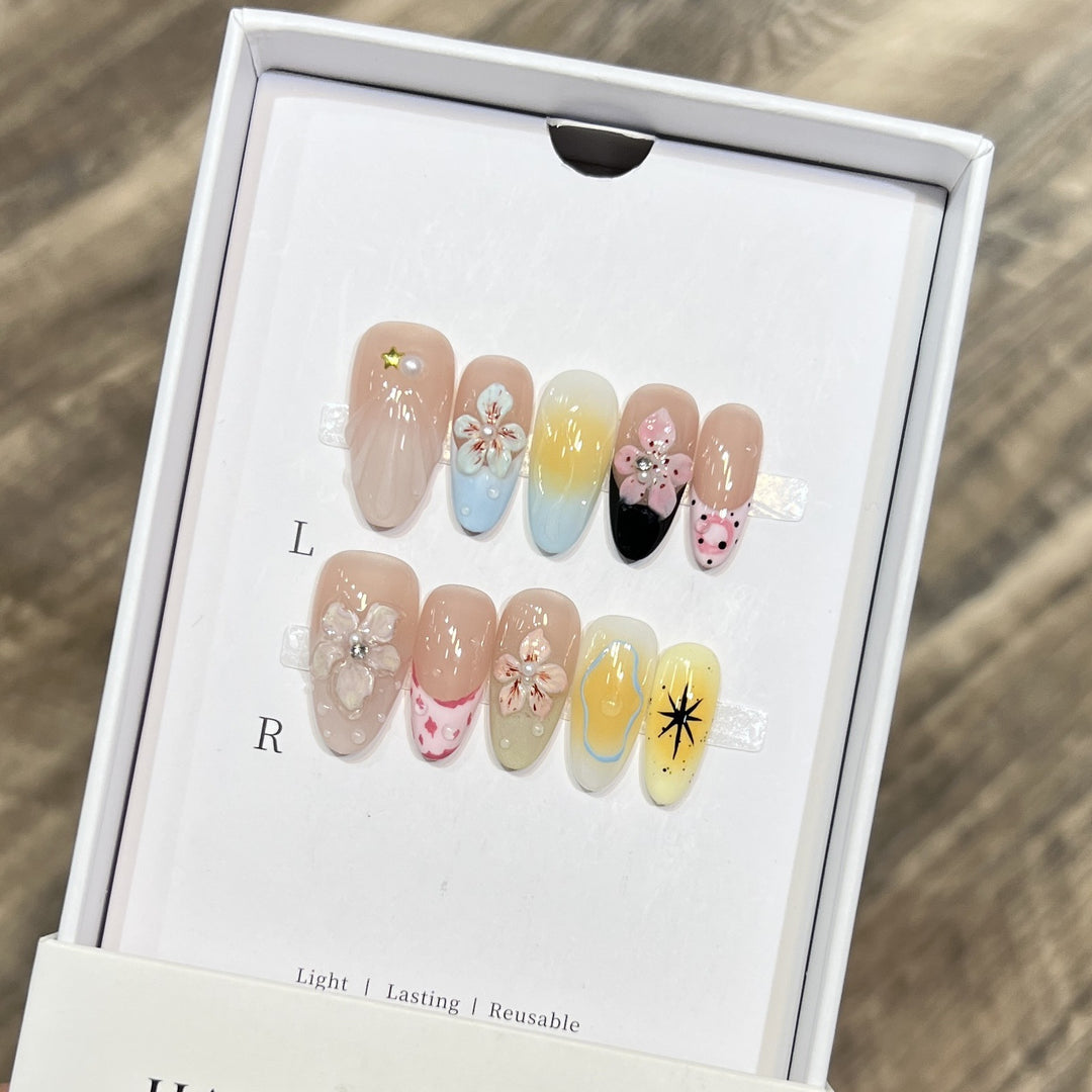 Decorative Floral Stiletto Press-On Nail Set Kalsten