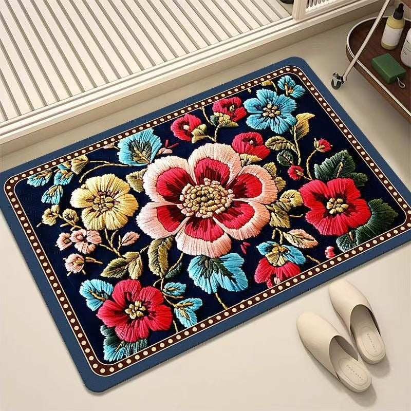 Luxurious Embroidered Floral Area Rug Kalsten