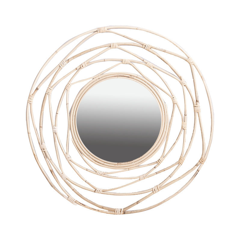 More Elegant Round Wall Mirror Made of Natural Rattan Kalsten