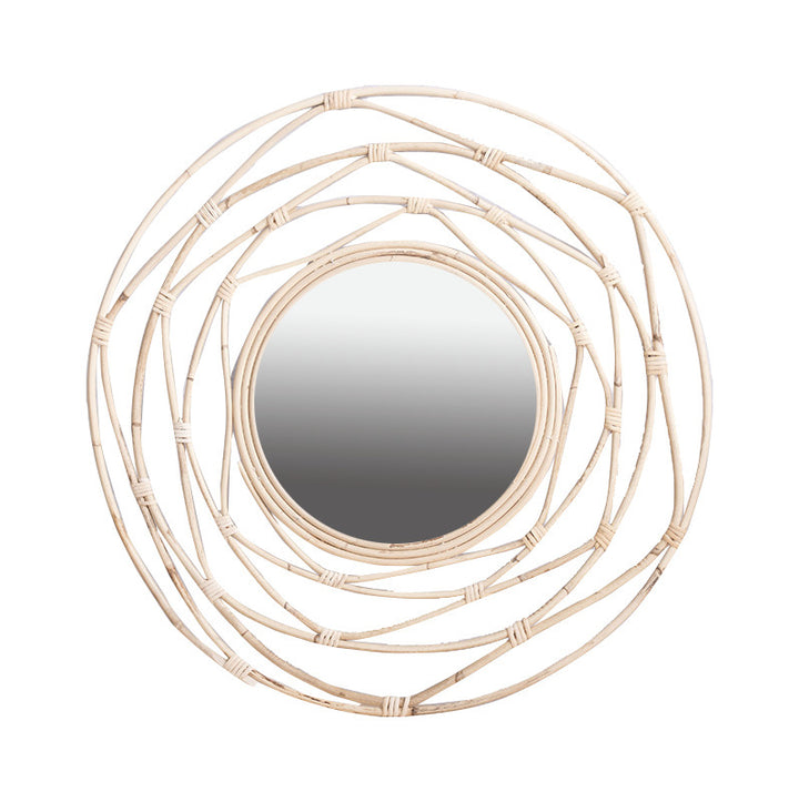 More Elegant Round Wall Mirror Made of Natural Rattan Kalsten