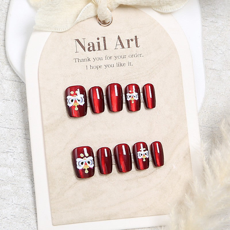 Elegant Rhinestone-Embellished Press-On Nail Art