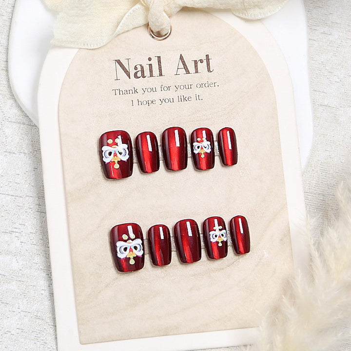 Elegant Rhinestone-Embellished Press-On Nail Art