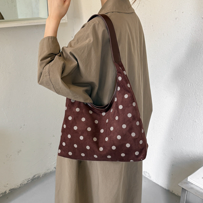 Polka Dot Suede Shopping Tote