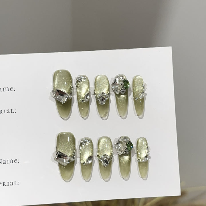 Glamorous Crystal-Accentuated Press-On Nail Set