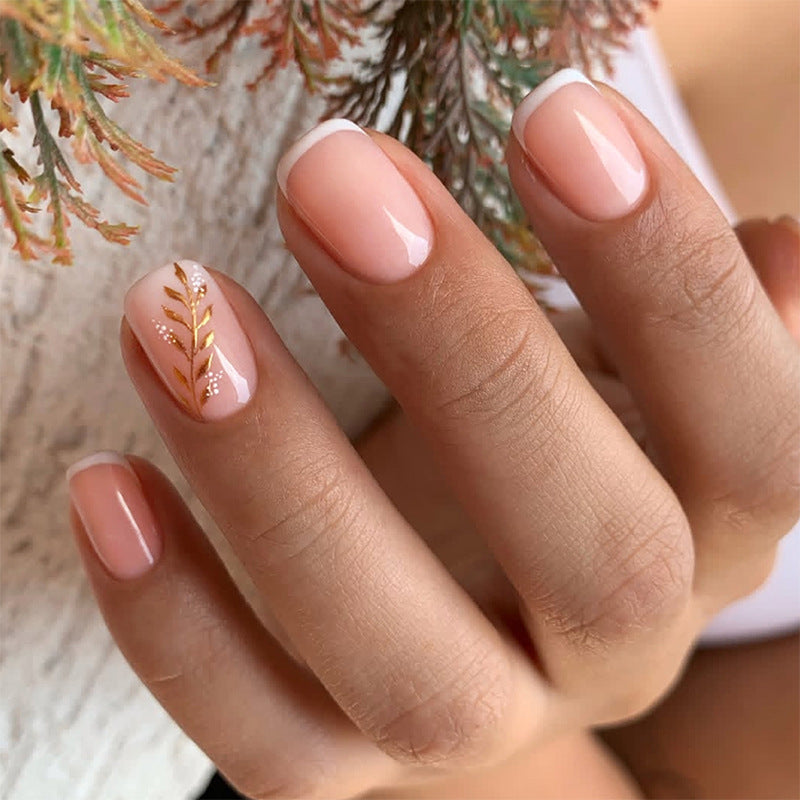 Elegant Press-On Nail Set with Floral Accent Design Kalsten