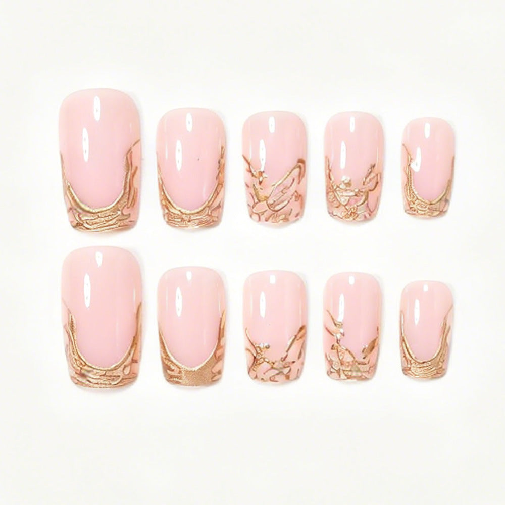 Elegant Marble Tip Acrylic Nail Set Kalsten