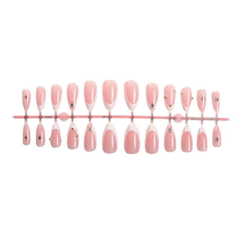 Decorative Press-On Nail Set with Elegant Star and Gem Accents kalsten