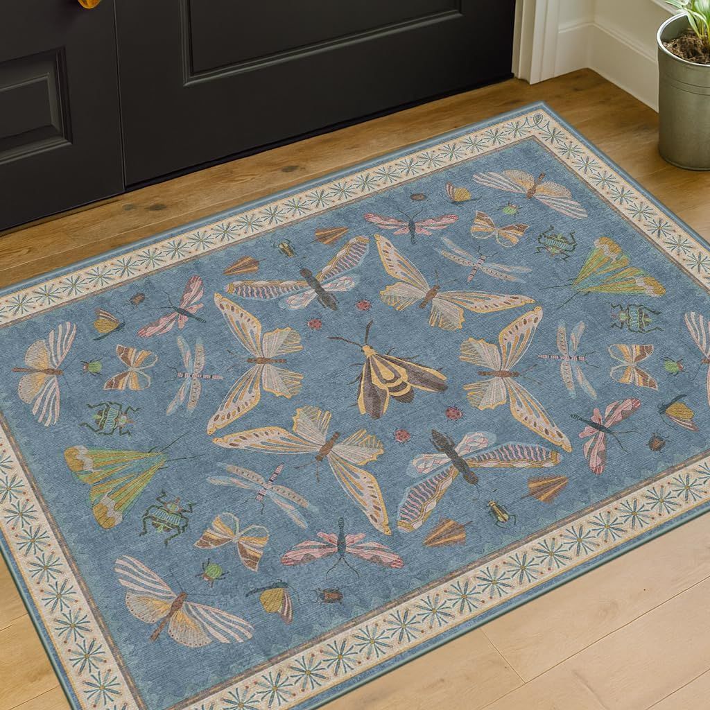 Floral-Patterned Kitchen Area Mat