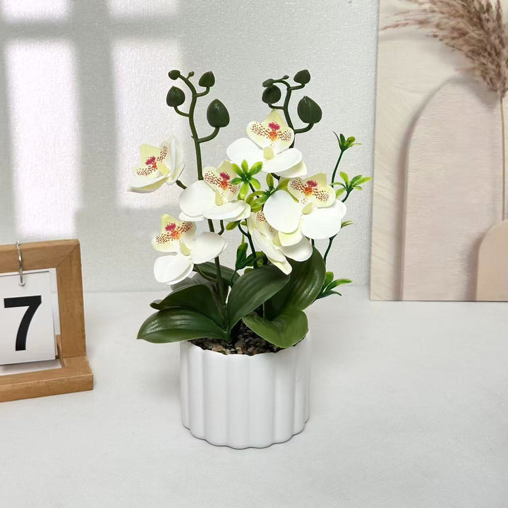 Lifelike Artificial Orchid Plant Arrangement for Home Display