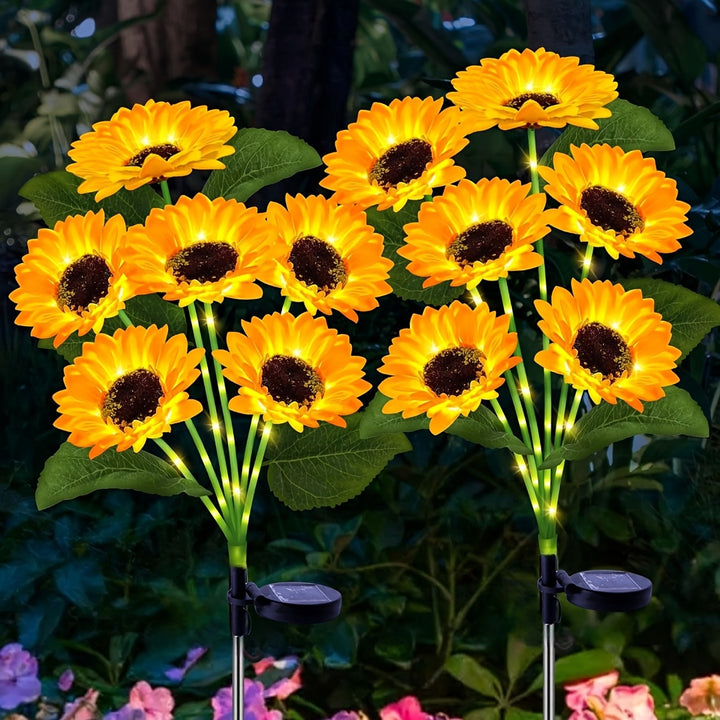 Solar-Powered Decorative Sunflower Garden Stake With Multi-Bloom LED Waterproof Panel Kalsten