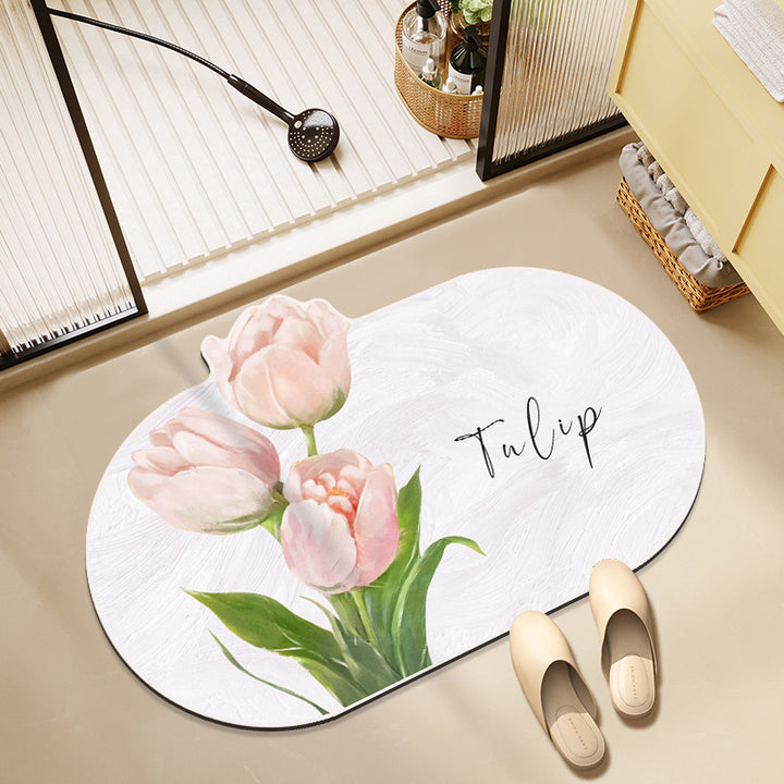 Floral-Themed Bath Mat