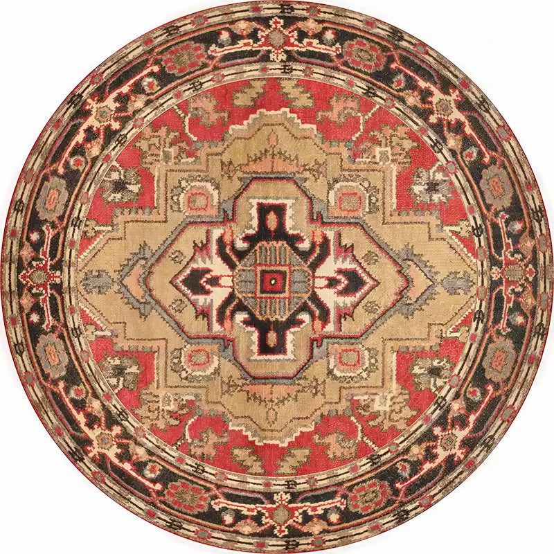 Round Vintage Floral Area Rug