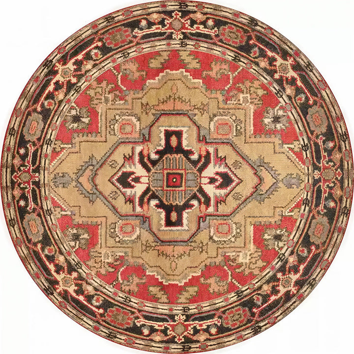 Round Vintage Floral Area Rug