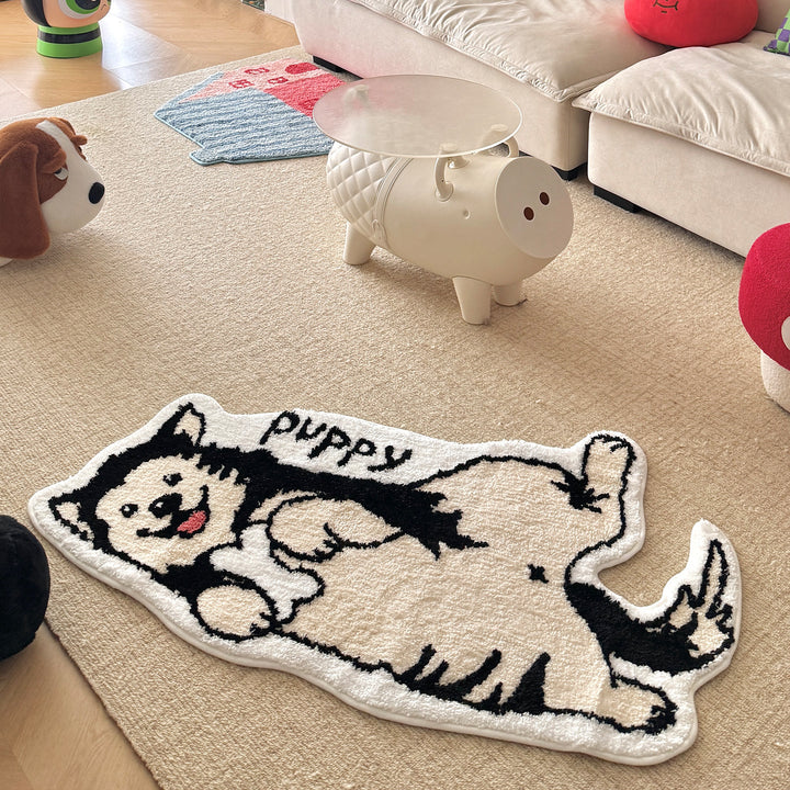 Cute Dog-Shaped Plush Bath Mat