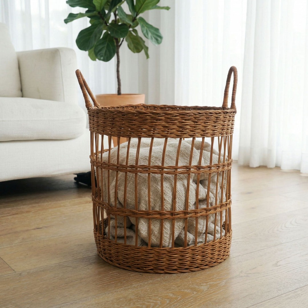 Handcrafted laundry basket made from natural rattan Kalsten