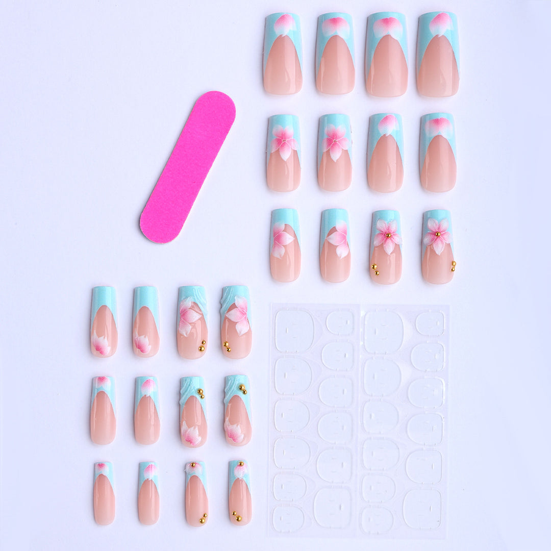 Artificial nails with floral motifs and modern design Kalsten