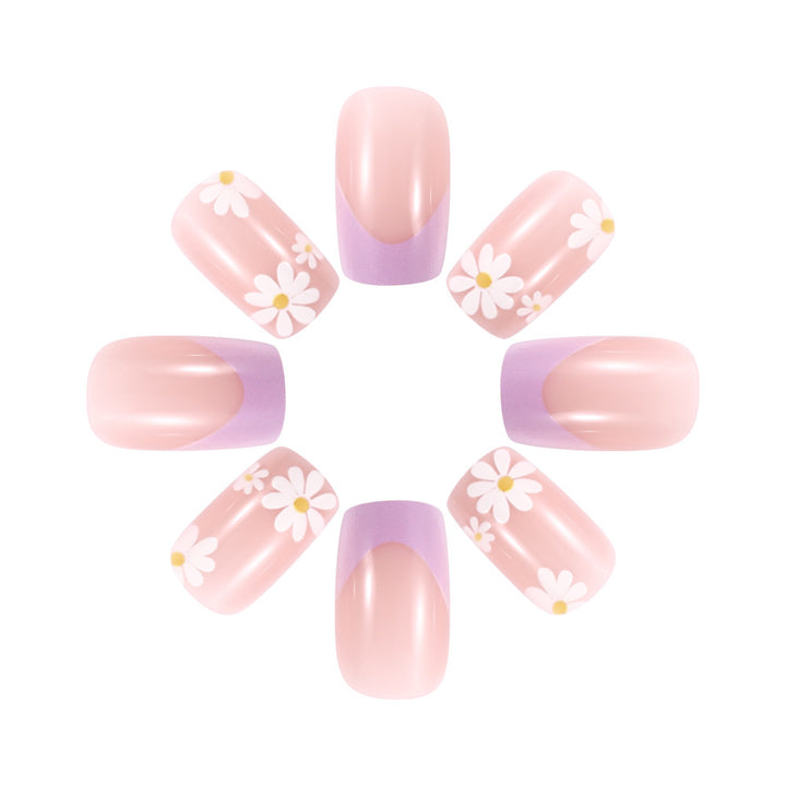 Floral French Tip Press-On Nails Kalsten
