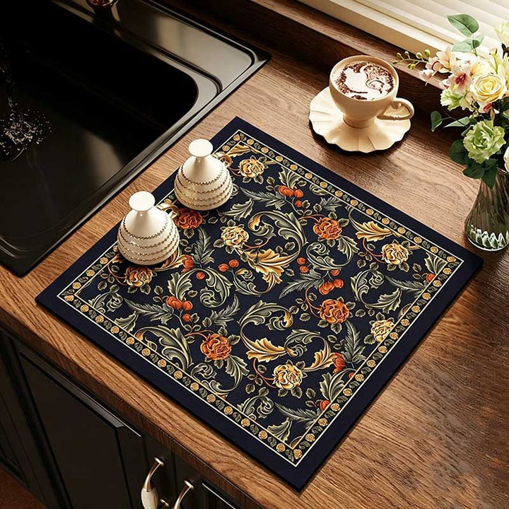 Floral Pattern Kitchen Mat