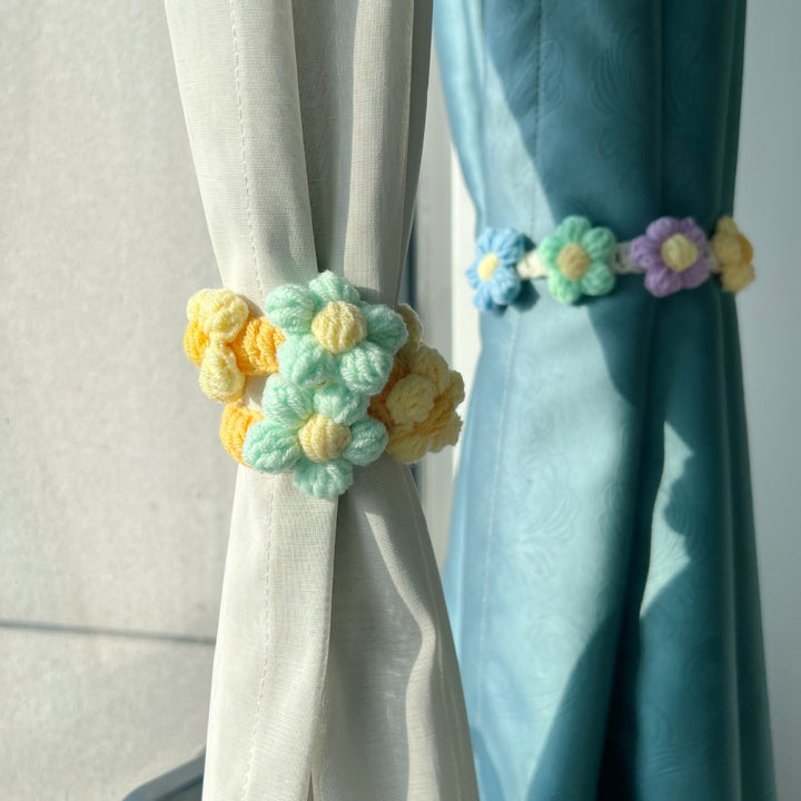 Handmade Crochet Flower Curtain Tieback Band