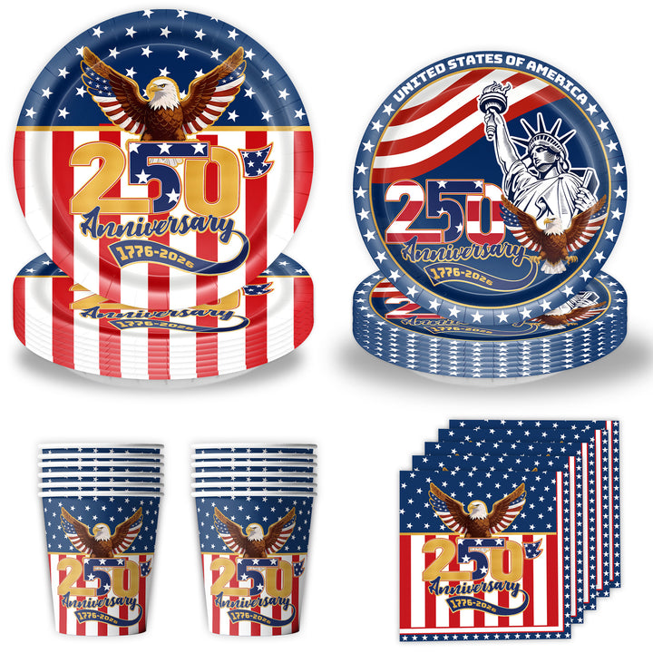 Unisex decorative paper napkins set anniversary motif USA square disposable Kalsten