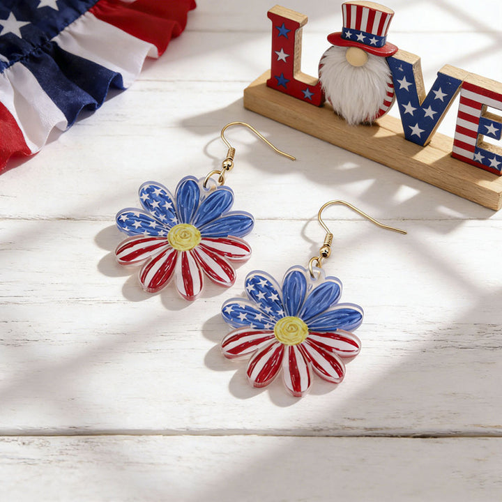 Ladies nan statement earrings with bow shape and American flag pendant Kalsten