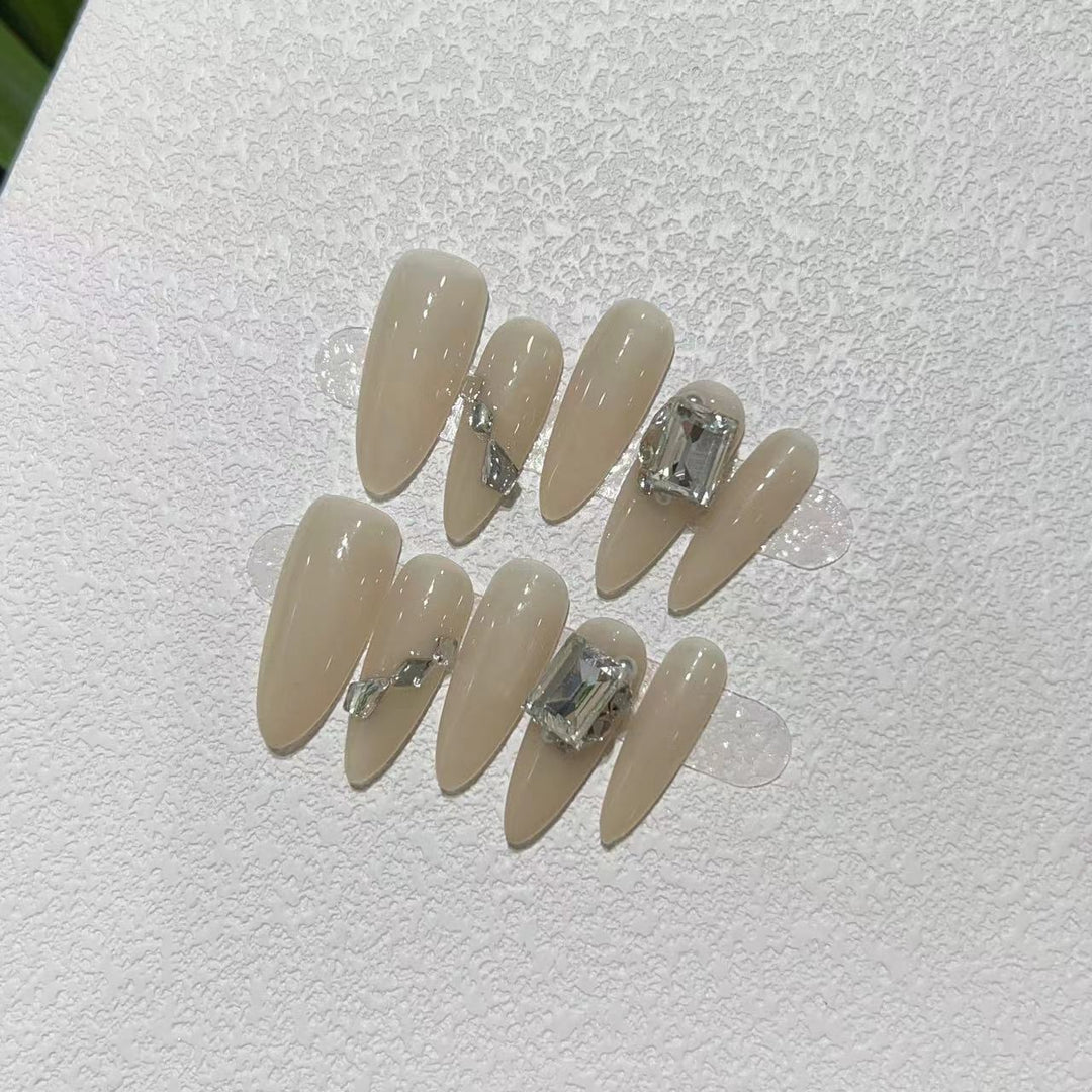 Elegant Stiletto Press-On Nail Set with Rhinestone Accents Kalsten