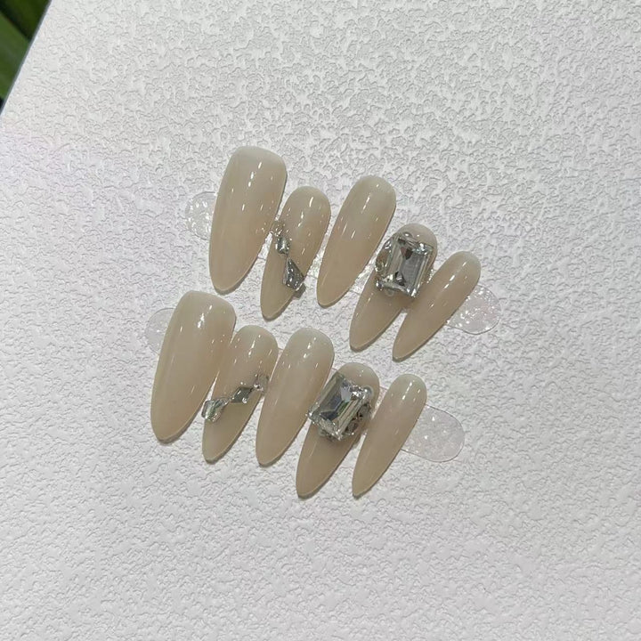 Elegant Stiletto Press-On Nail Set with Rhinestone Accents Kalsten