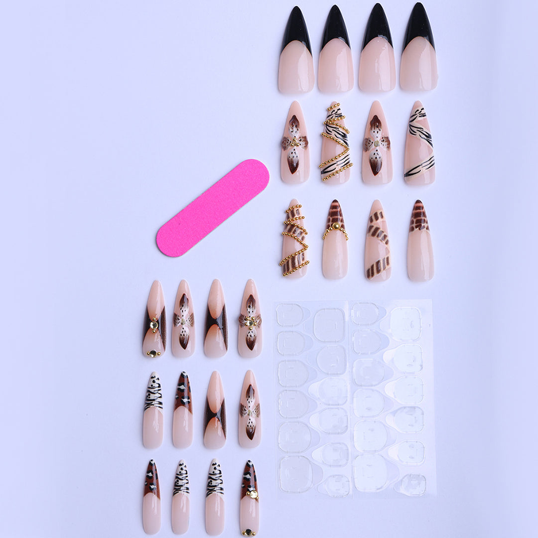 Artificial Stiletto Artificial Nails with Glamorous Animal Designs Kalsten