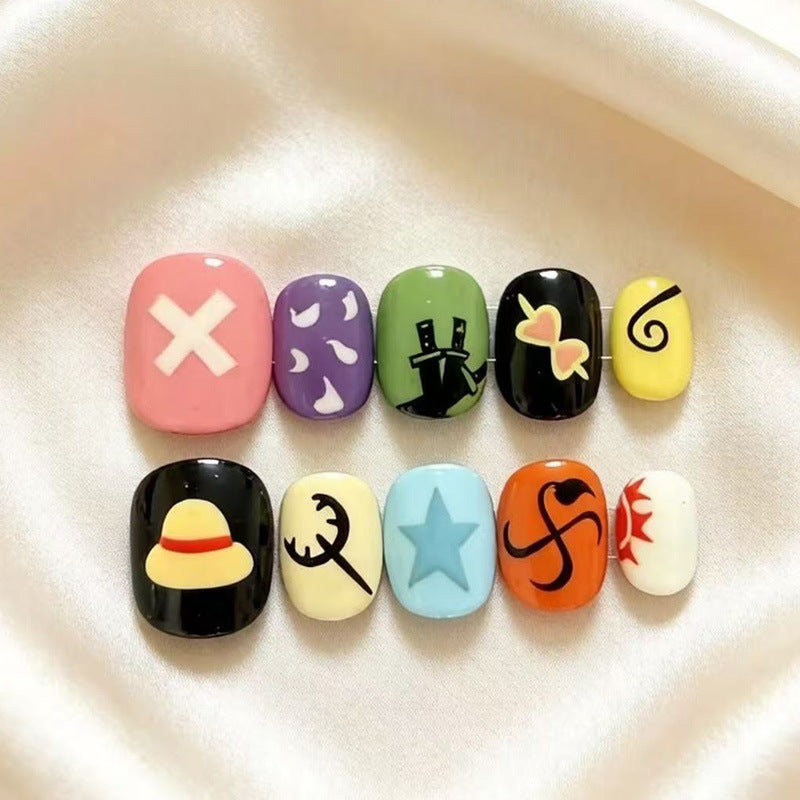 Artistic Cat-Themed Press-On Nail Art Set Kalsten