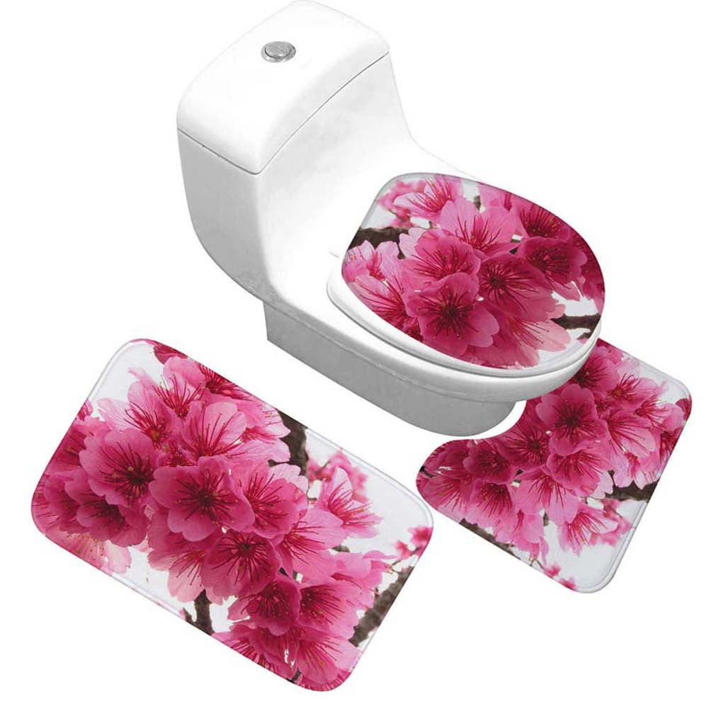 Floral Design Toilet Mat Set