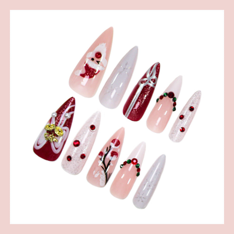 Artificial nail set with festive Christmas designs Kalsten