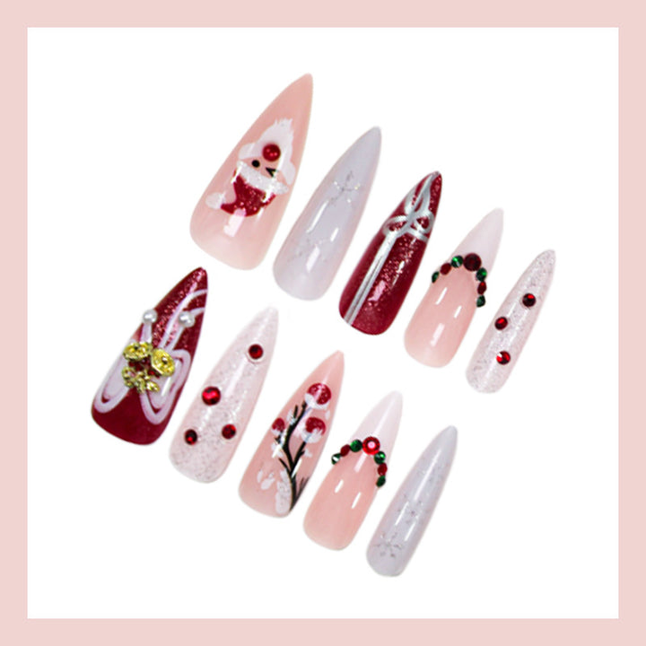 Artificial nail set with festive Christmas designs Kalsten