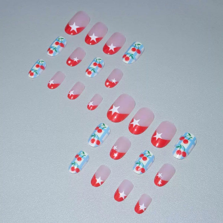Creative art nails with cherry design Kalsten