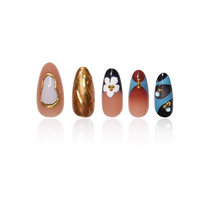 Artistic 3D Floral Press-On Nail Design Kalsten