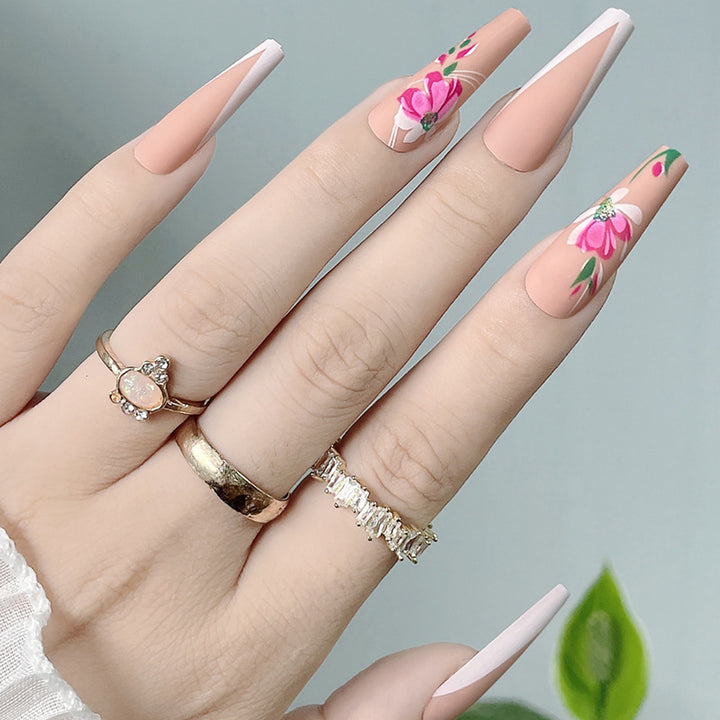 Floral Art Long Stiletto Press-On Nails Kalsten