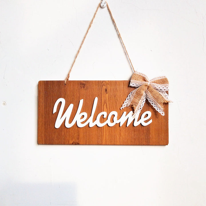 Rustic Welcome Wooden Sign with Bow