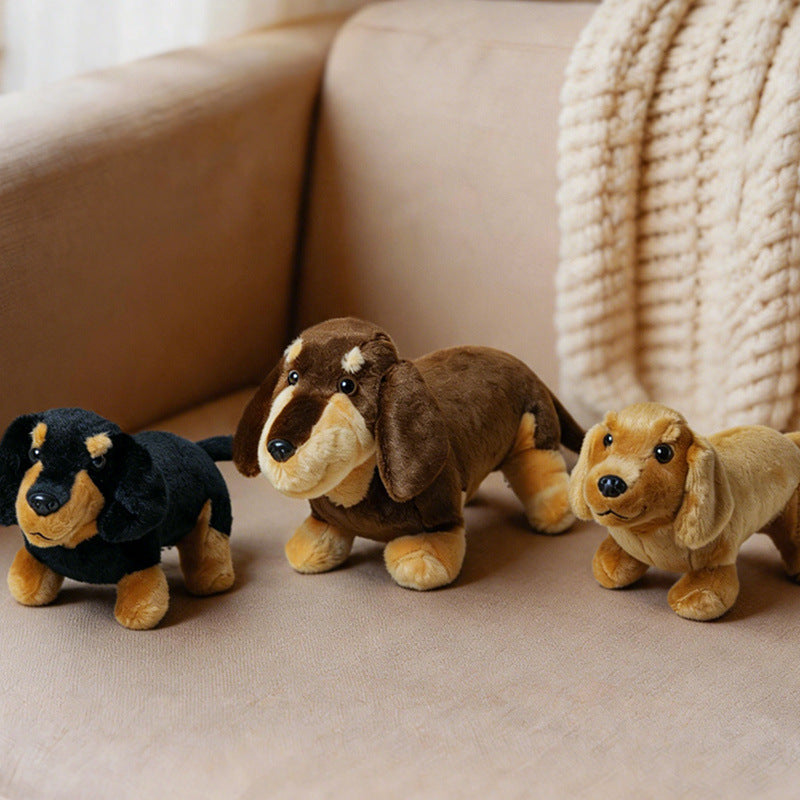 Realistic Long-Body Dachshund Plush Toy with Ultra-Soft Faux Fur and Bean-Filled Paws Kalsten