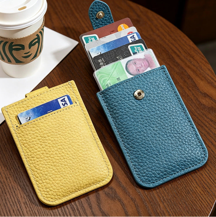 Textured Leather Cardholder with Snap Closure Kalsten