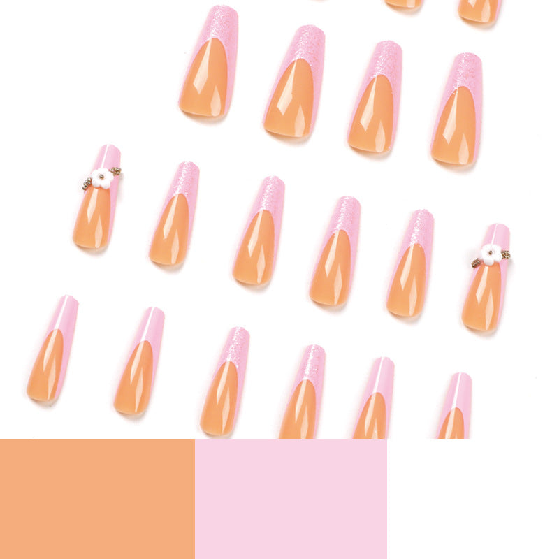 Glittering nail extensions with floral design Kalsten