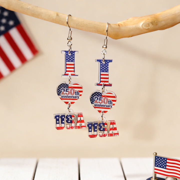 Women's eye-catching statement earrings made of acrylic with patriotic bow pendant Kalsten