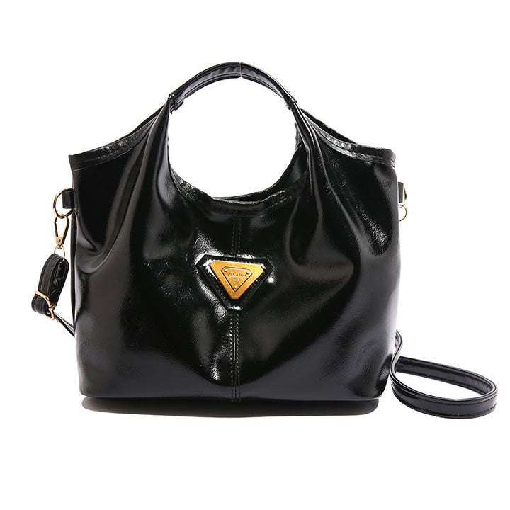 Glossy Faux Leather Handbag