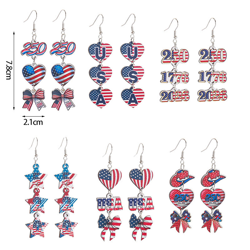 Women take statement earrings with cowboy hat heart and bow pendant Kalsten