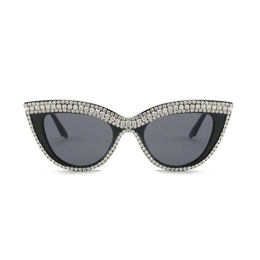 Glamorous Rhinestone-Embellished Shield Sunglasses Kalsten