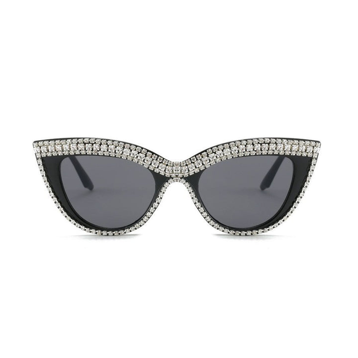 Glamorous Rhinestone-Embellished Shield Sunglasses Kalsten