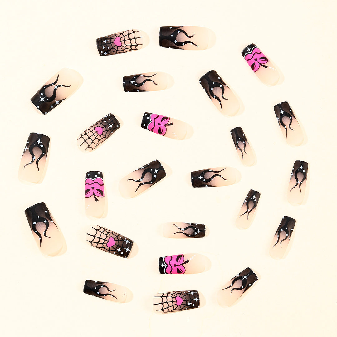 Gothic Themed Spider and Pumpkin Nail Art Extensions Kalsten