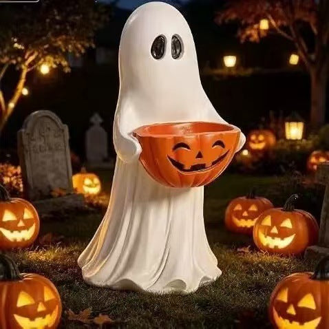 Decorative Ghost Figure with Pumpkin Lantern Kalsten