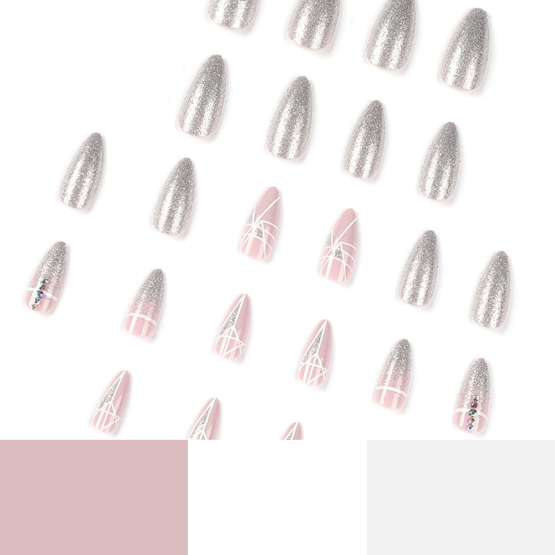 Artful nail extensions with glitter and geometric designs Kalsten
