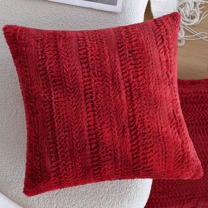 Rectangular decorative cushion with bouclé relief and tassels Kalsten