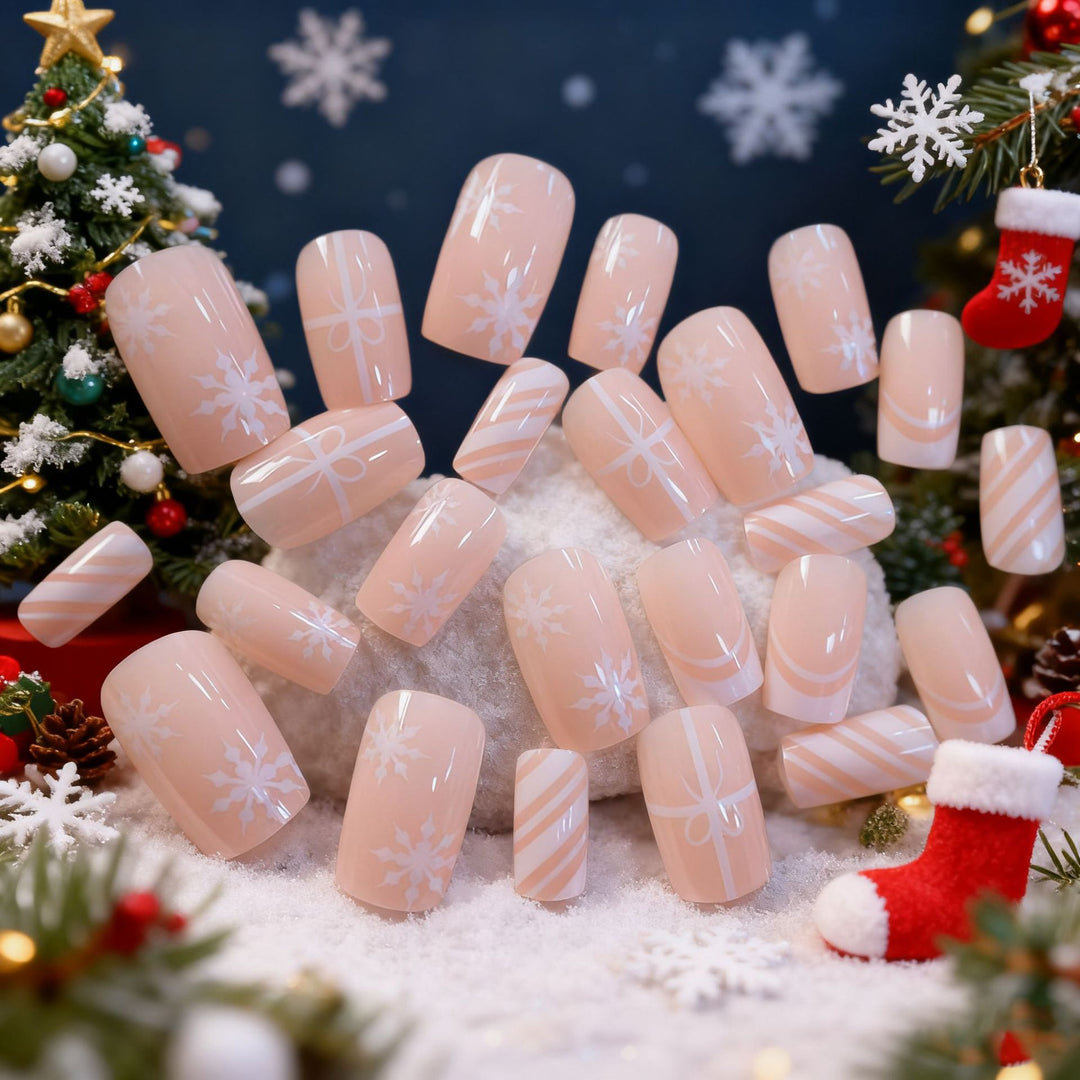 Elegant Holiday-Themed Acrylic Nail Art Enhancements Kalsten